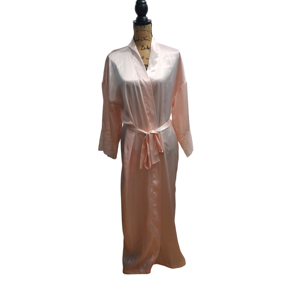 Victoria's Secret Satin Robe Lace Trim Lingerie Sleepwear Loungewear Medium